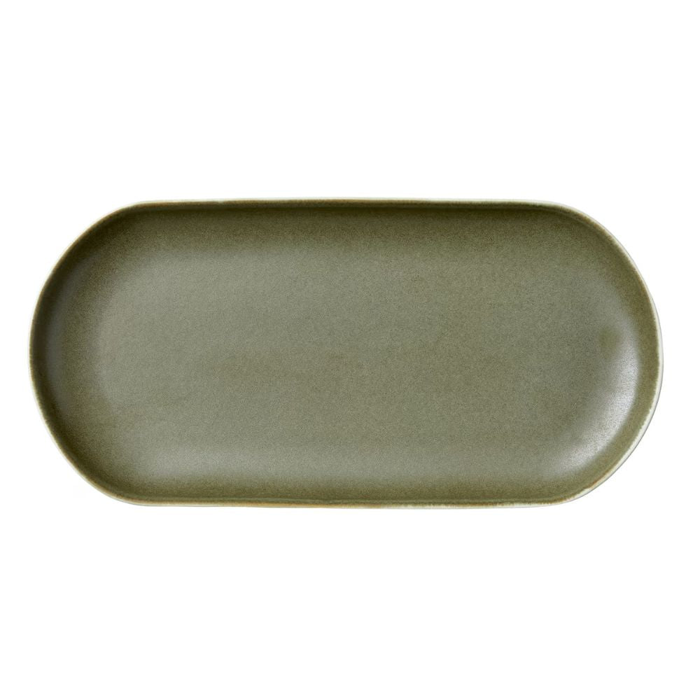 Studio Round - Serveringsfat North 38 x 19 cm Matt vit/Matt mossa