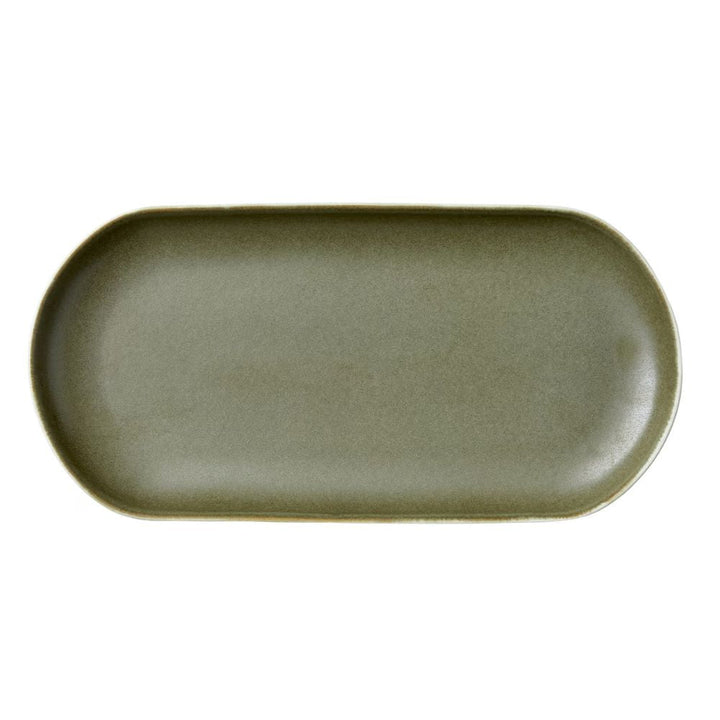 Studio Round - Serveringsfat North 38 x 19 cm Matt vit/Matt mossa