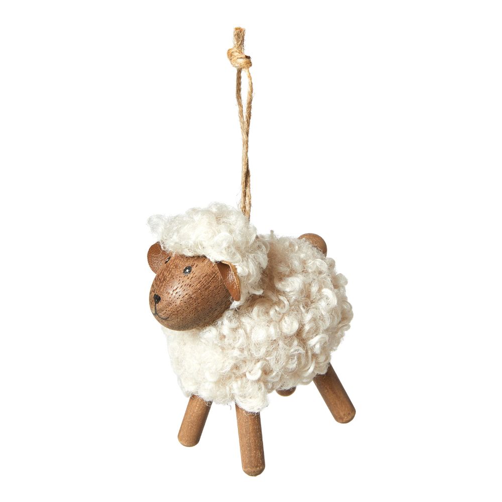 Får med fluffig päls H8 cm - vit