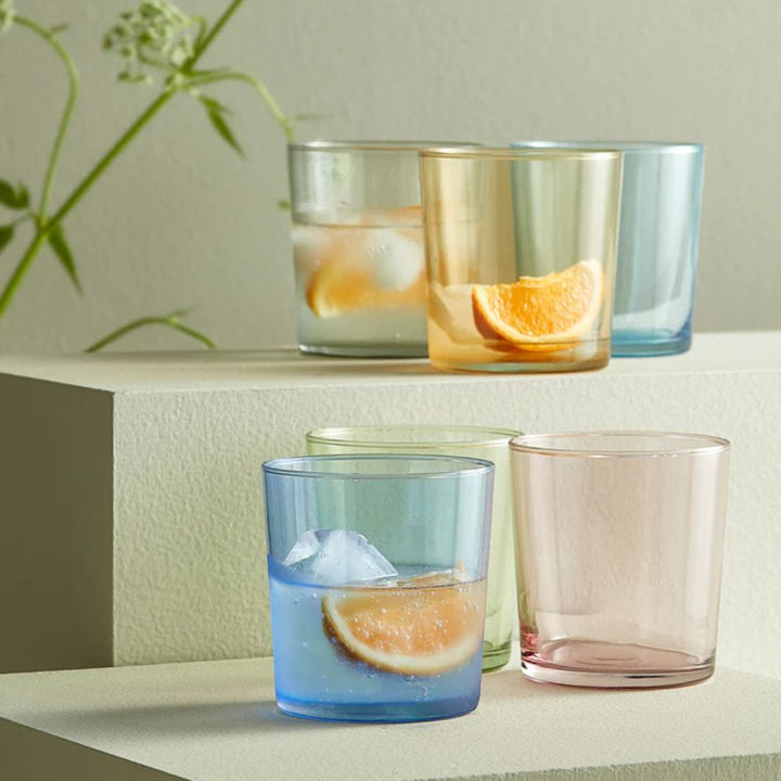 Aida - Cafévattenglas flerfärgade 6 delar 34,5 cl