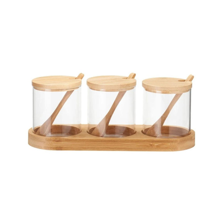 Förvaringsset i glas och bambu