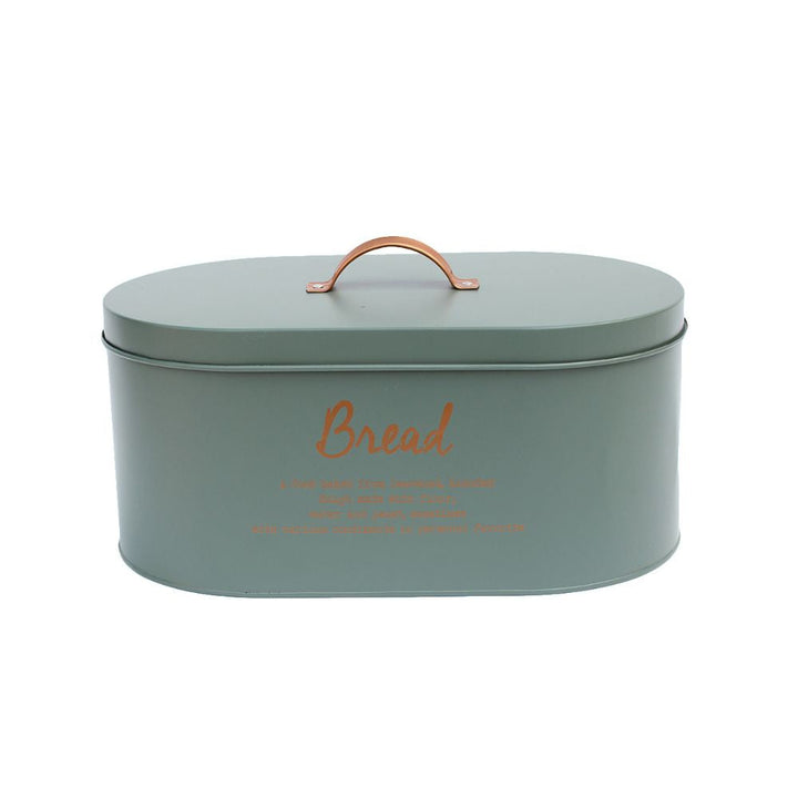 Förvaringslåda - för bröd - grön med guld