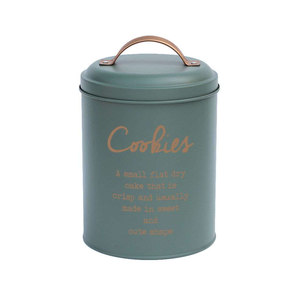 Förvaringsburk - för kakor - grön med guld