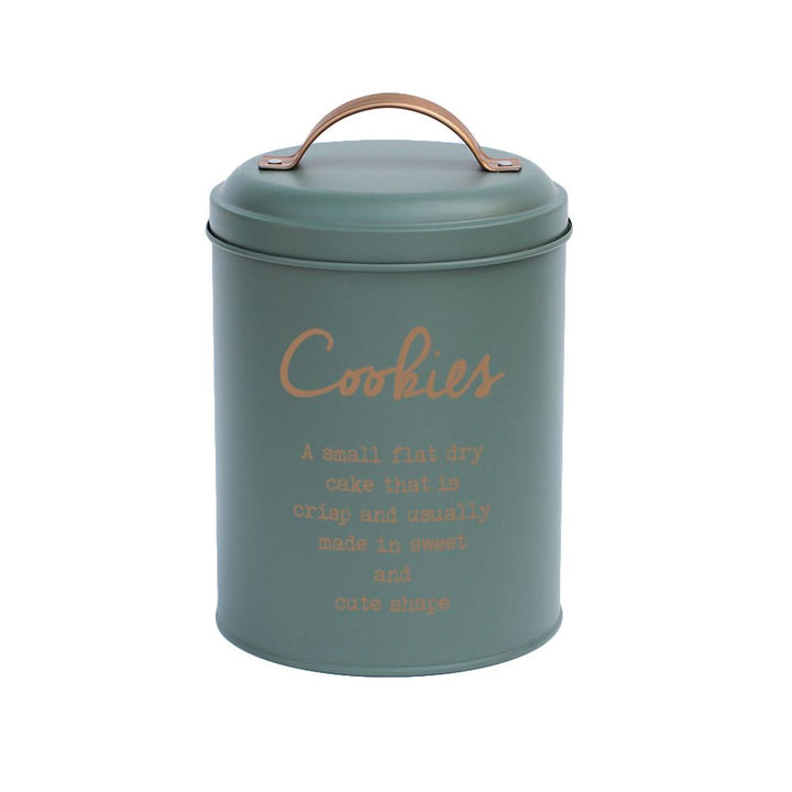 Förvaringsburk - för kakor - grön med guld