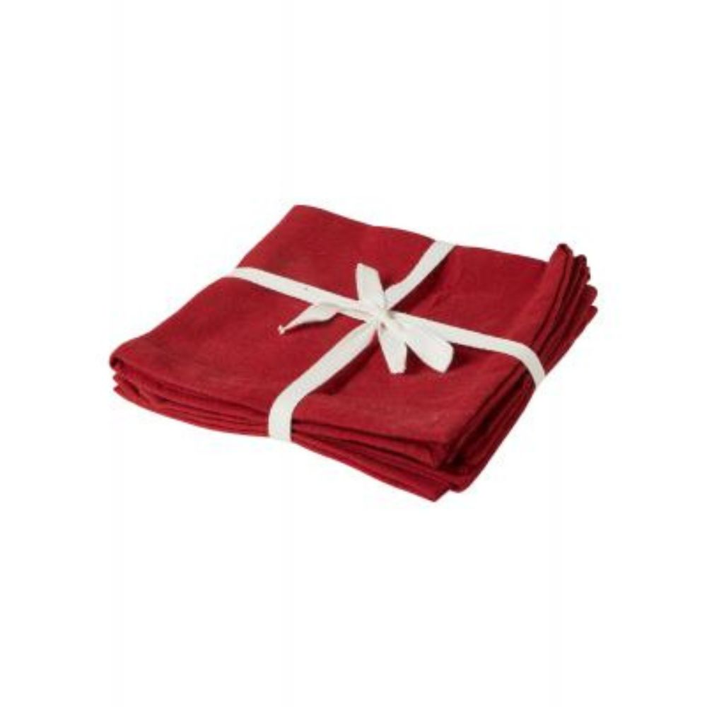 Servetter 4 st. i rött linne 40x40 cm