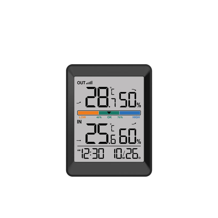Conzept - Trådlös termometer med klocka - svart