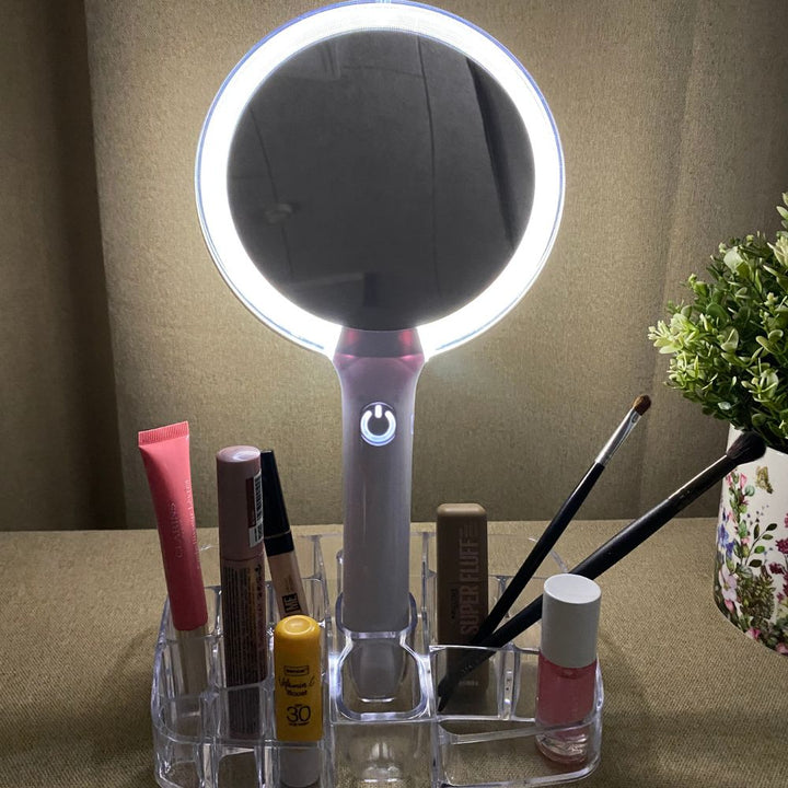 Sminkspegel med förvaring och LED-lampa