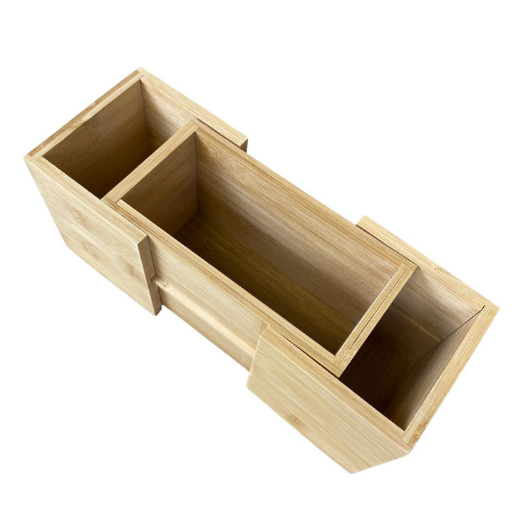 Justerbar besticklåda - i bambu - 18/27x10x12 cm