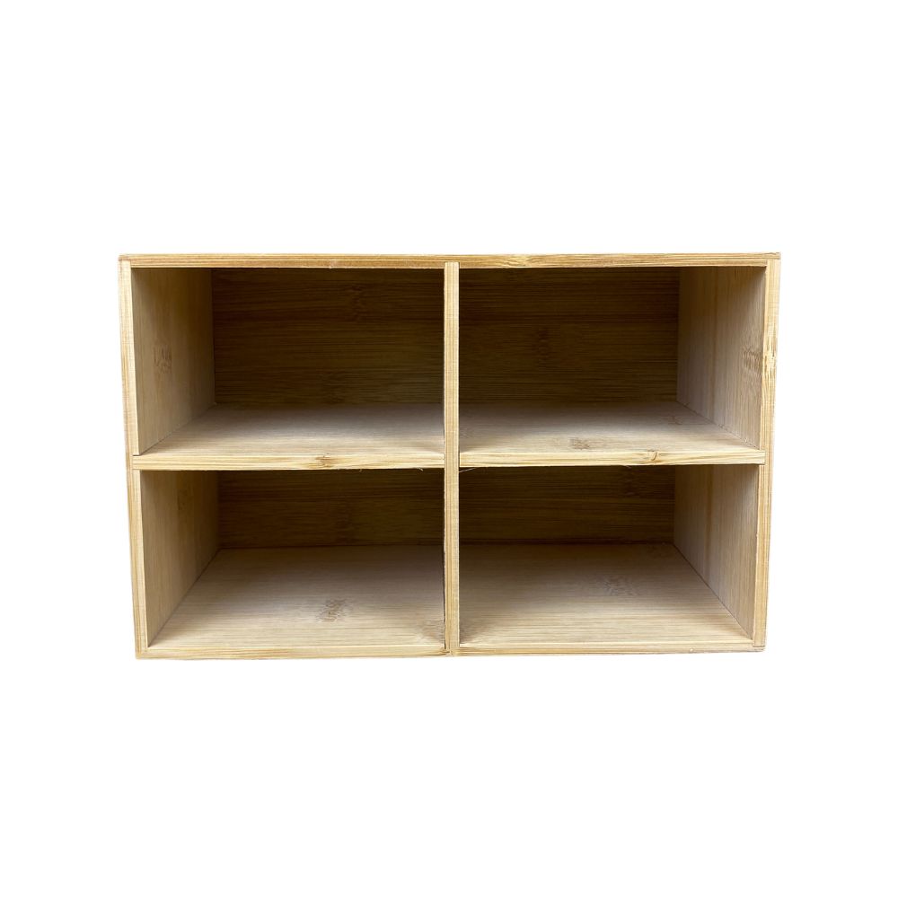 Förvaringslåda med 4 fack - i bambu 12x14x22 cm