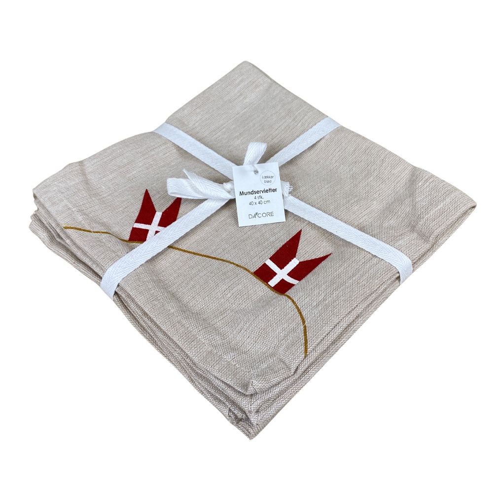Servetter 4 st. 40x40 cm flagggirlang - bomull