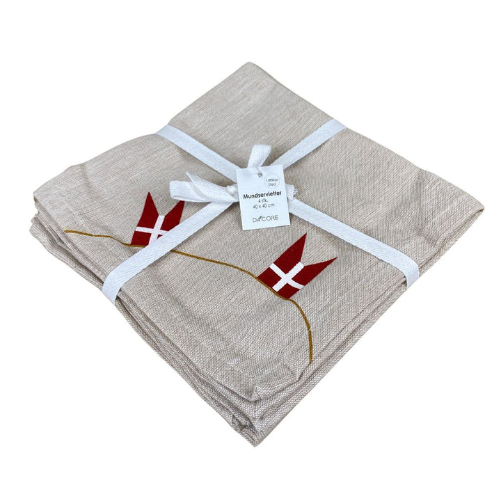 Servetter 4 st. 40x40 cm flagggirlang - bomull