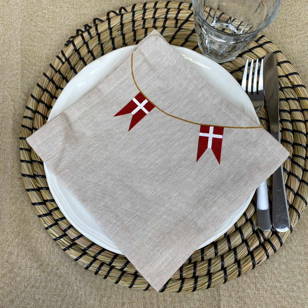 Servetter 4 st. 40x40 cm flagggirlang - bomull