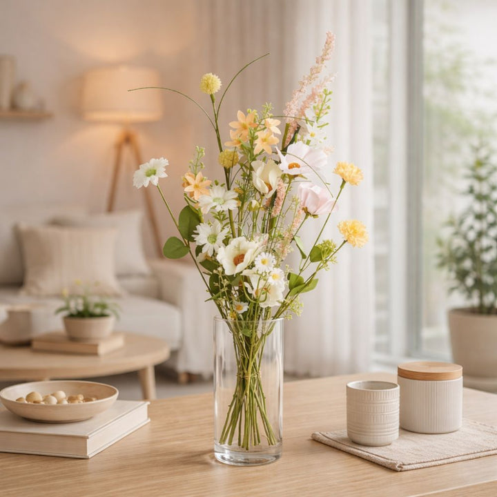 Blombukett – vild flora i vitt/rosa