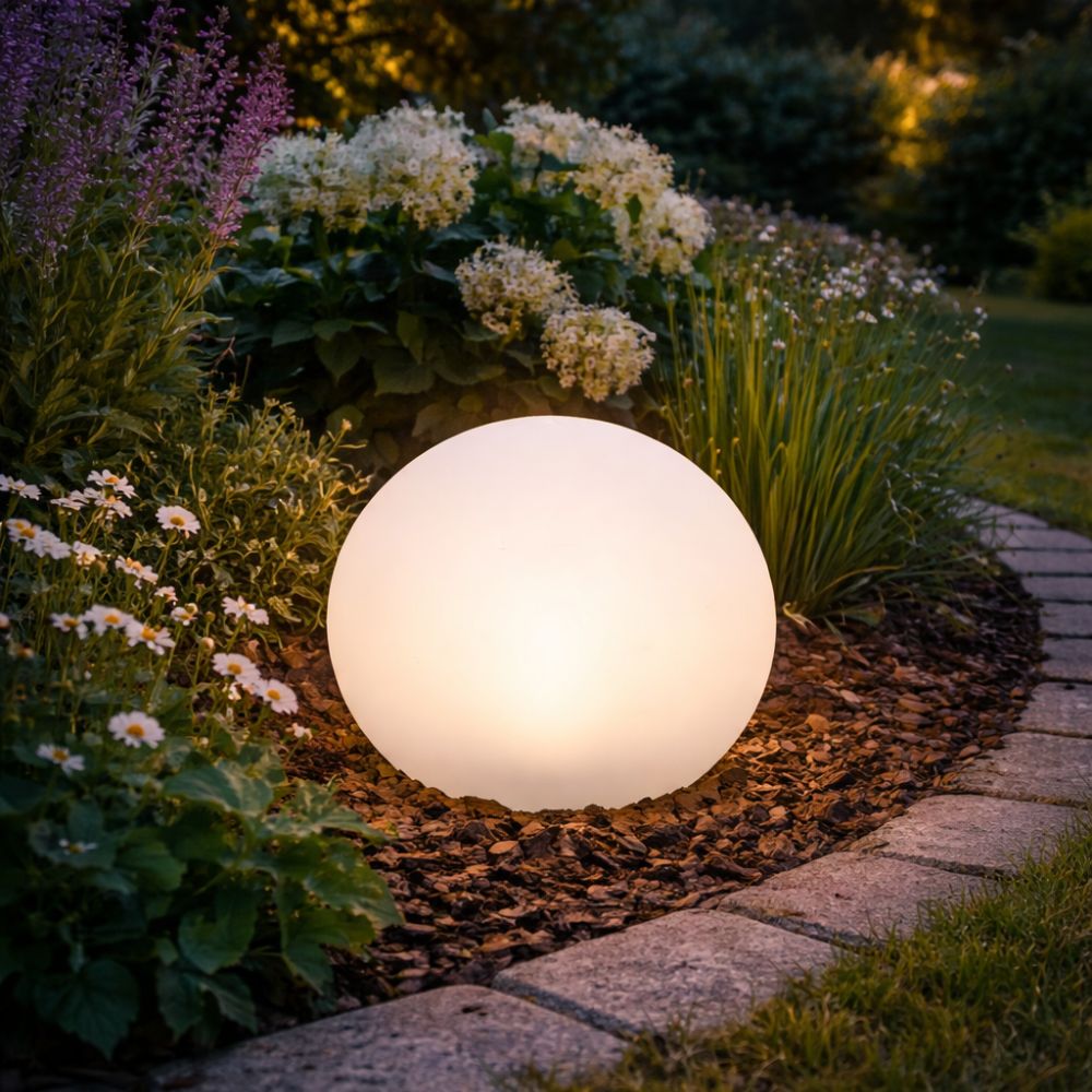 Solar lykta med spett 1 st - Ø30x28 cm plast vit