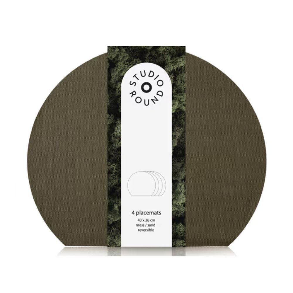 Studio Round - Vändbara bordsunderlägg 4 st. 43 x 36 cm Moss/Sand