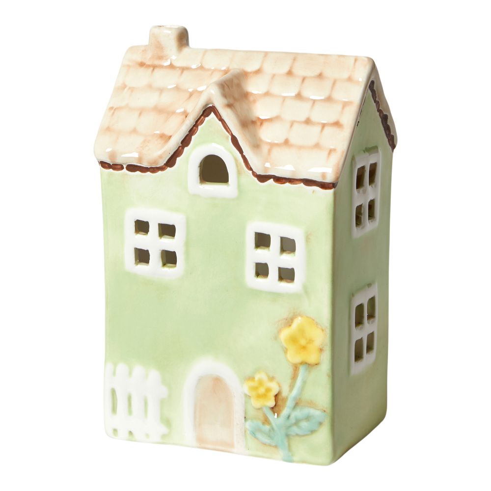 Ljushållare för värmeljus 9,5x6,5x15 cm keramik grön