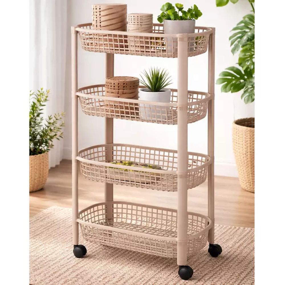 Vagn med 4 korgar - 46,5 × 26 × 79 cm