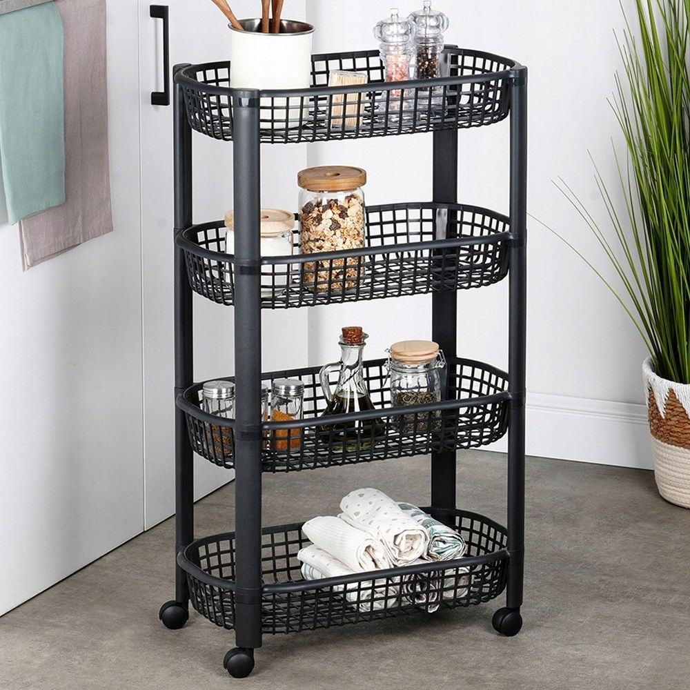 Vagn med 4 korgar - 46,5x26x79 cm