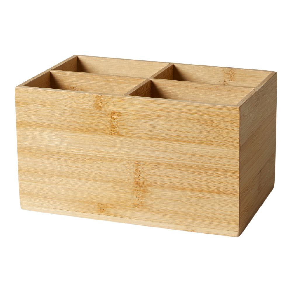 Förvaringslåda med 4 fack - i bambu 12x14x22 cm