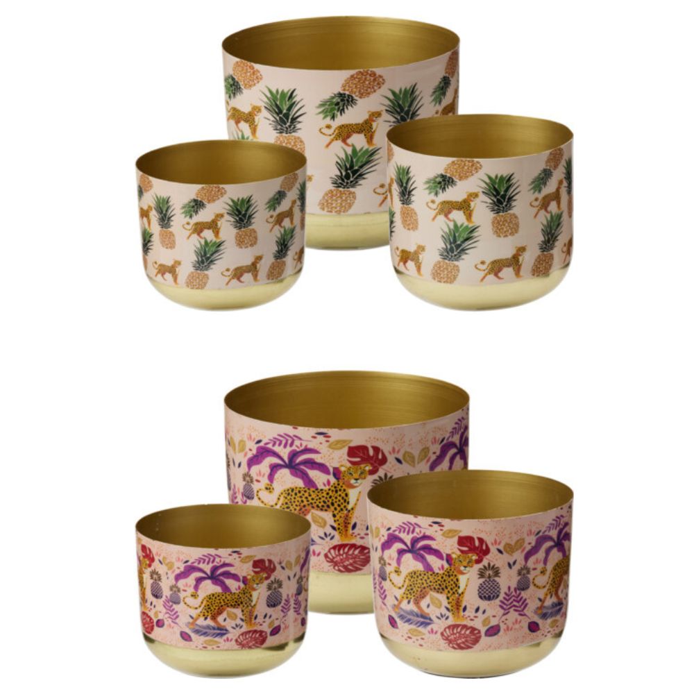 Växtkruka set 3 st - assorterat tryck