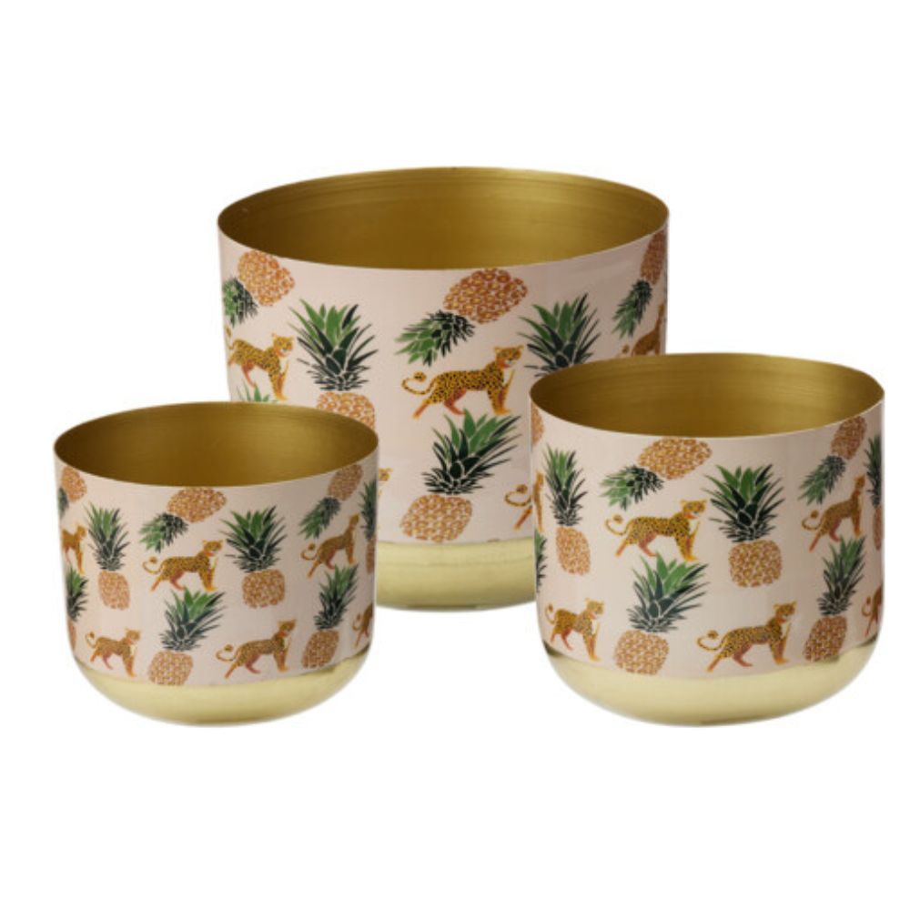 Växtkruka set 3 st - assorterat tryck