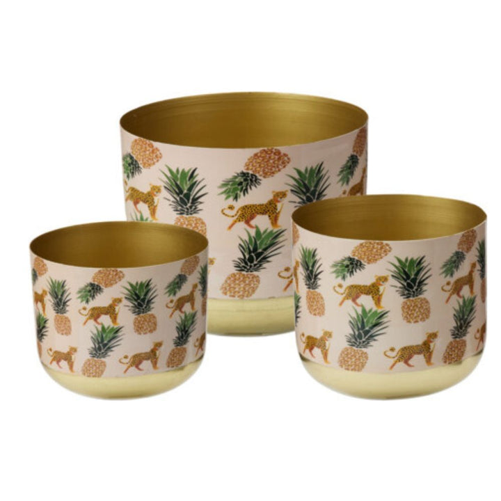 Växtkruka set 3 st - assorterat tryck