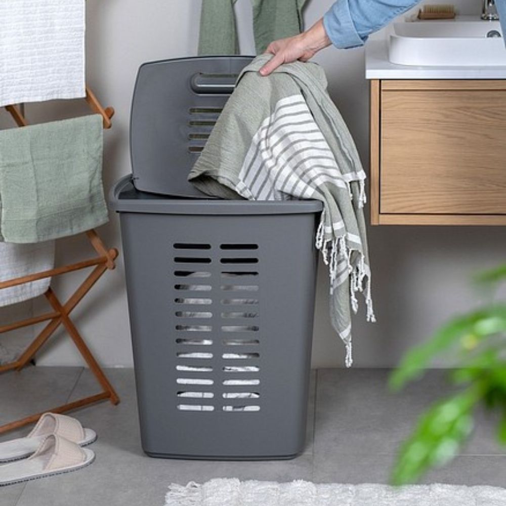 Tvättkorg 60 L lyx - stengrå