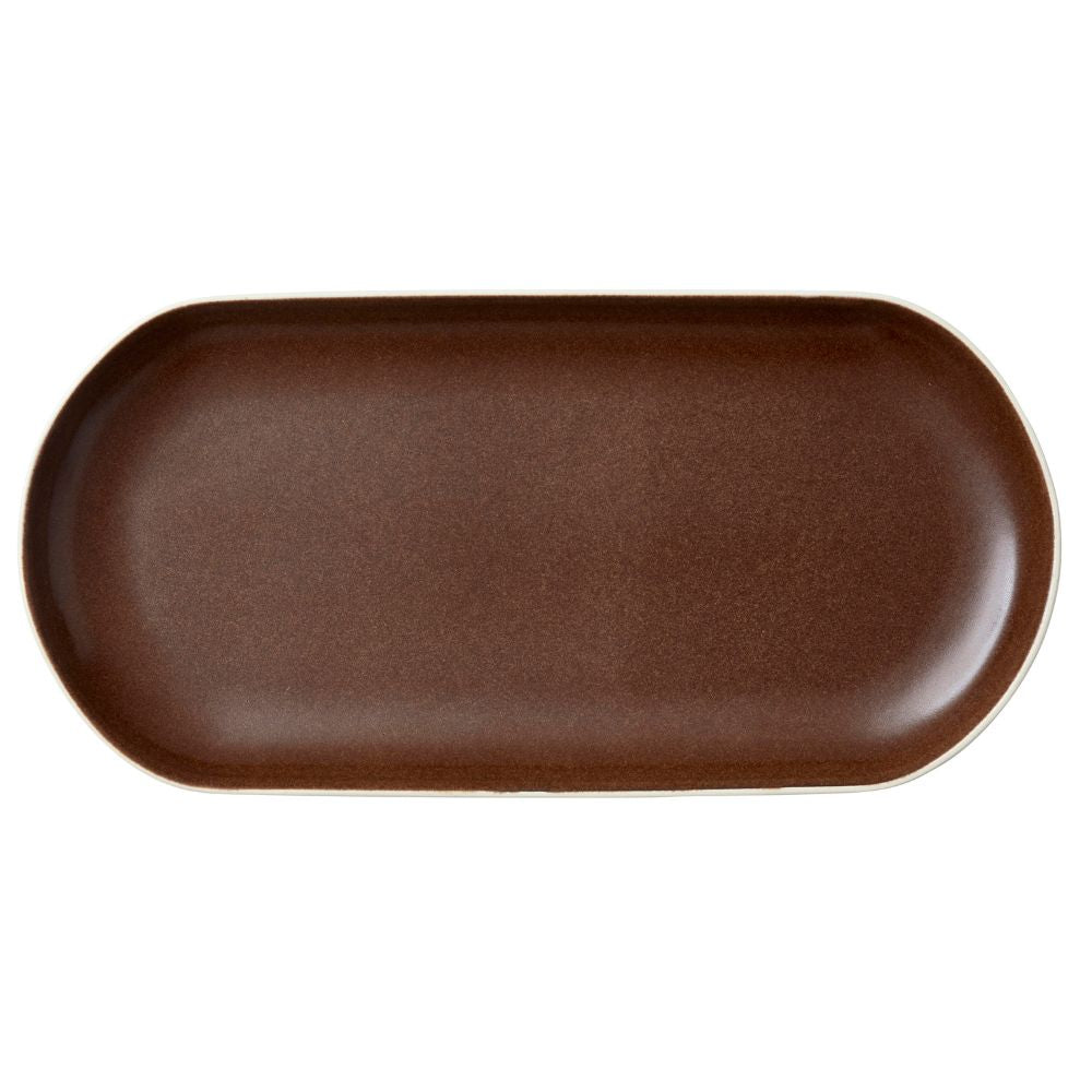 Studio Round - Serveringsfat North 38 x 19 cm Mattvit/Mattbark