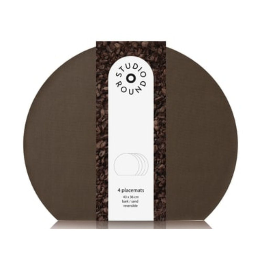 Studio Round - Vändbara bordsunderlägg 4 st. 43 x 36 cm Bark/Sand