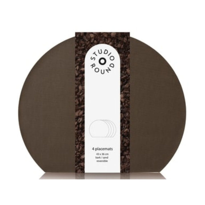Studio Round - Vändbara bordsunderlägg 4 st. 43 x 36 cm Bark/Sand