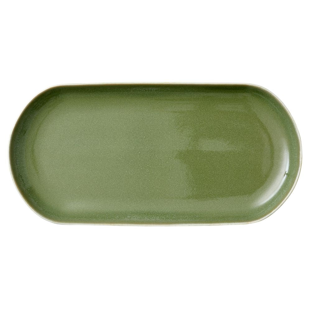 Studio Round - Serveringsfat North 38 x 19 cm Mattvit/Glänsande mossa