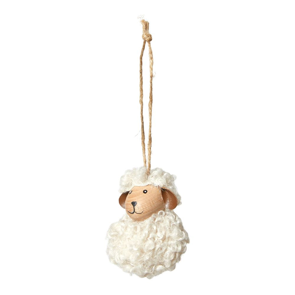 Får med fluffig pälshänge H7 cm - vit