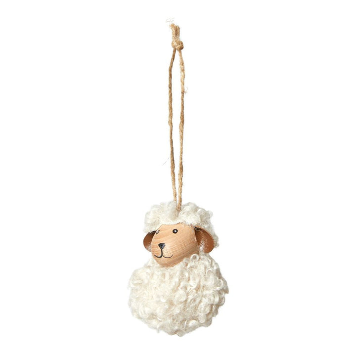 Får med fluffig pälshänge H7 cm - vit