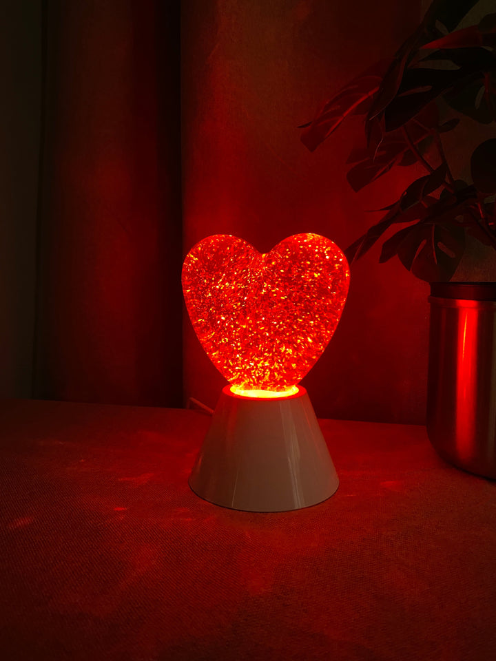 Hjärtglitterlampa 11x10x15 cm