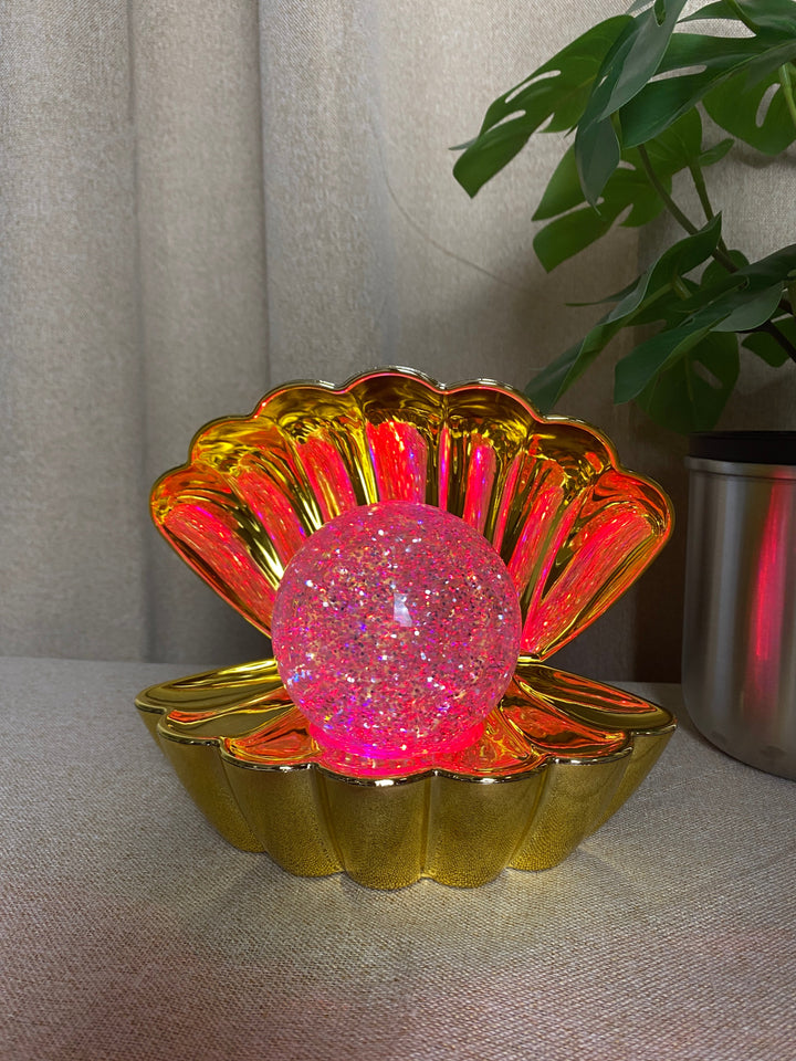 Clam glitter 17,6x12,6x14,8 cm guld/guld inkl. USB-kabel