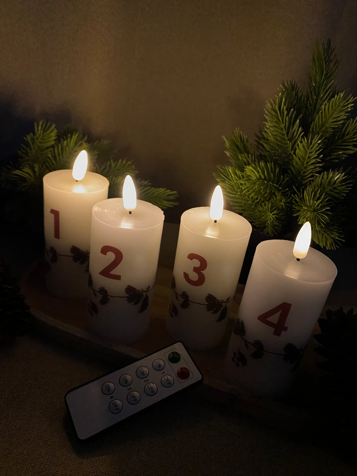 LED-adventsljus med julgirlang på - med fjärrkontroll
