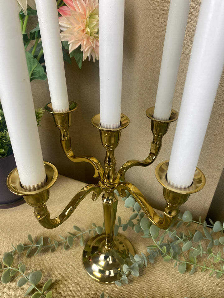Ljusstake med 5 armar 27 cm guldfärgad