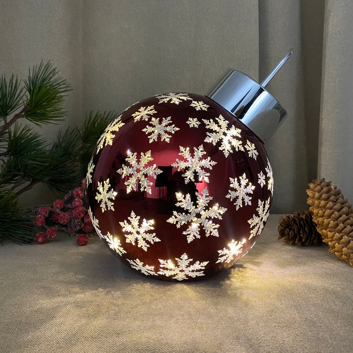 Julkula med stjärndekoration 20 LED Ø20 cm röd