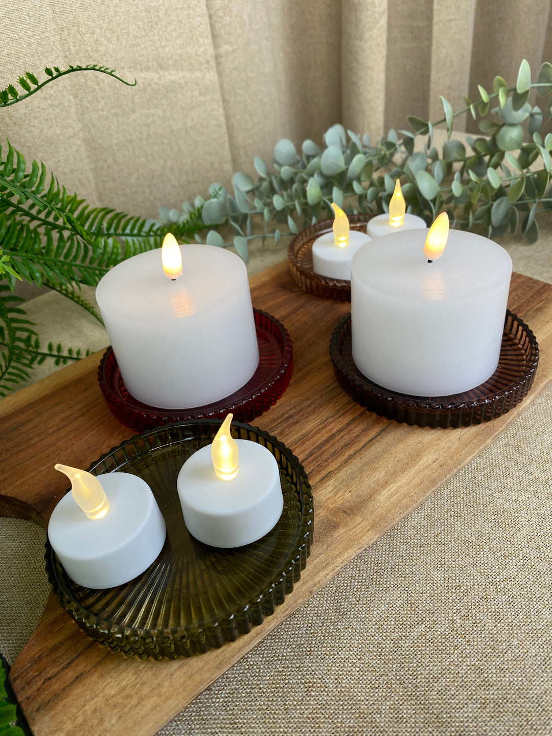 Glasfat för dekorationer Ø9,8 cm i färgat glas - blandat