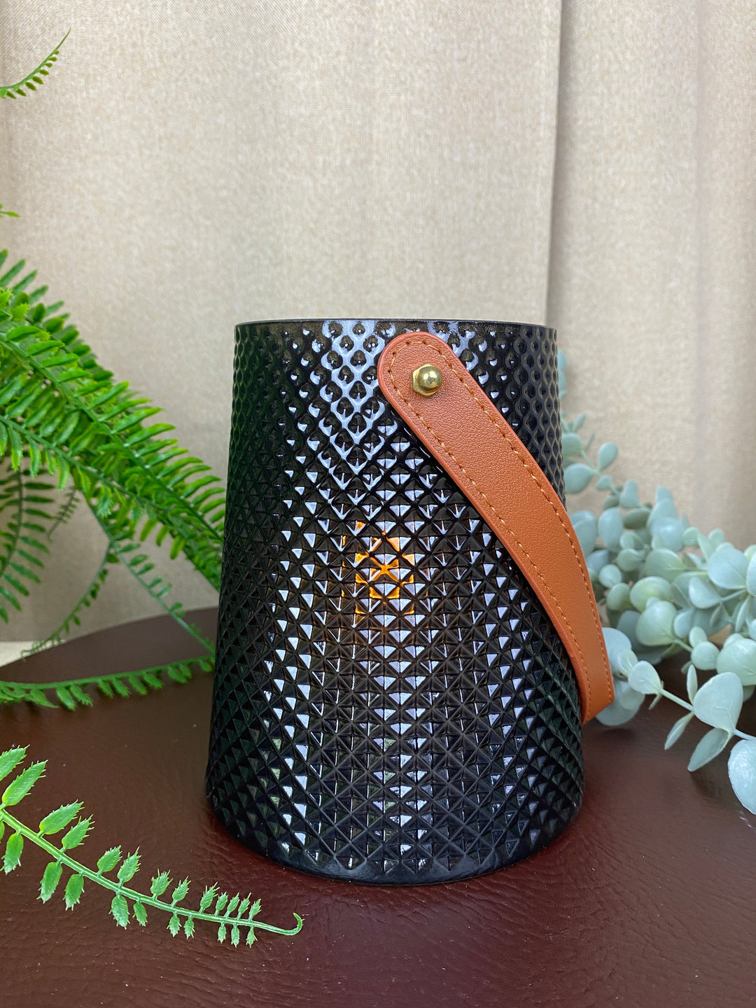 Ljusstake med handtag Ø13x15 cm - i grått