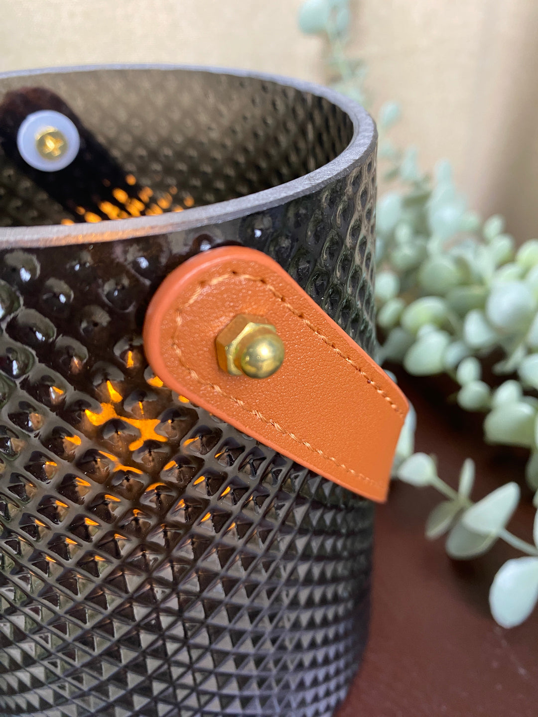 Ljusstake med handtag Ø13x15 cm - i grått