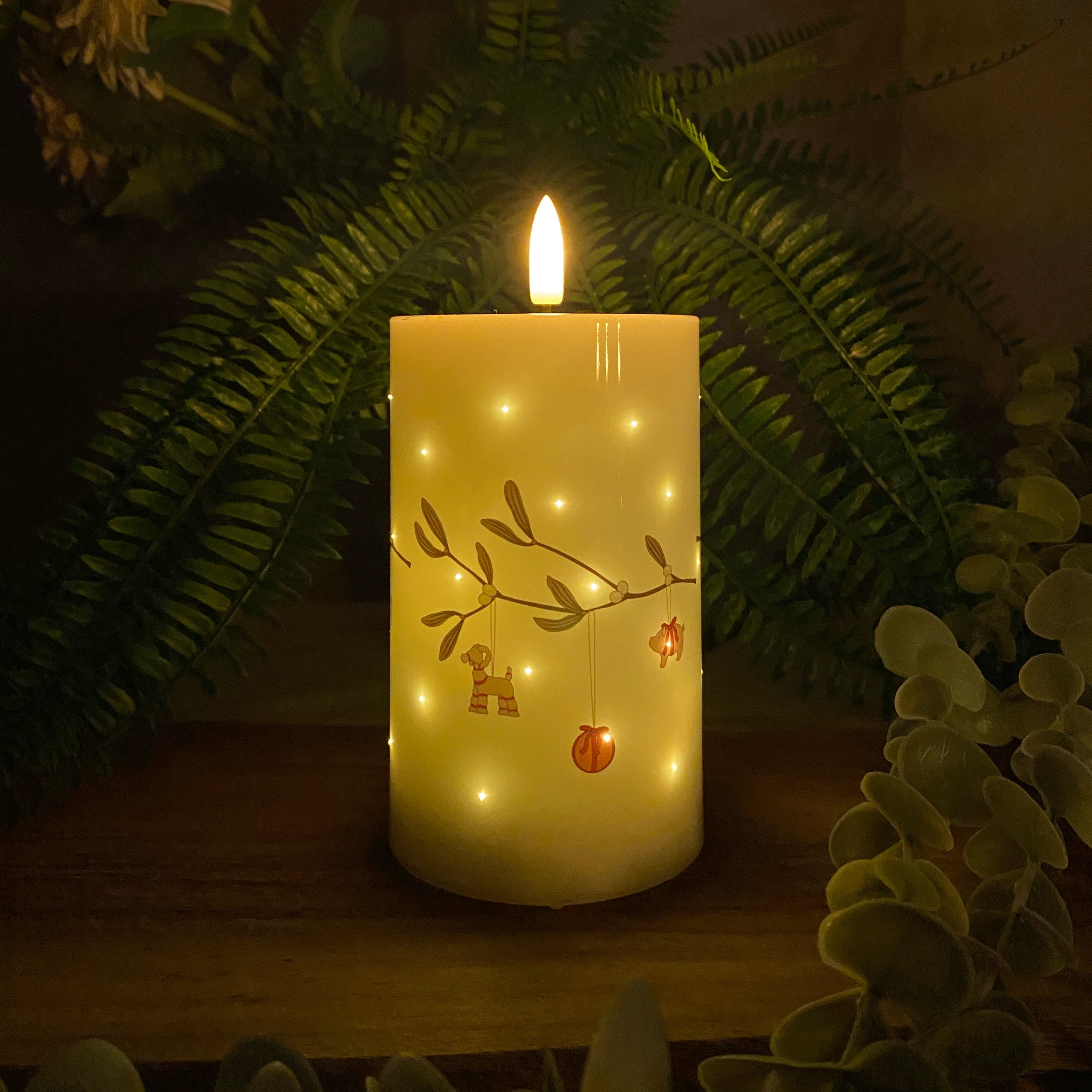 LED-lampa - Blinkande mistel 7,5x12,5 cm