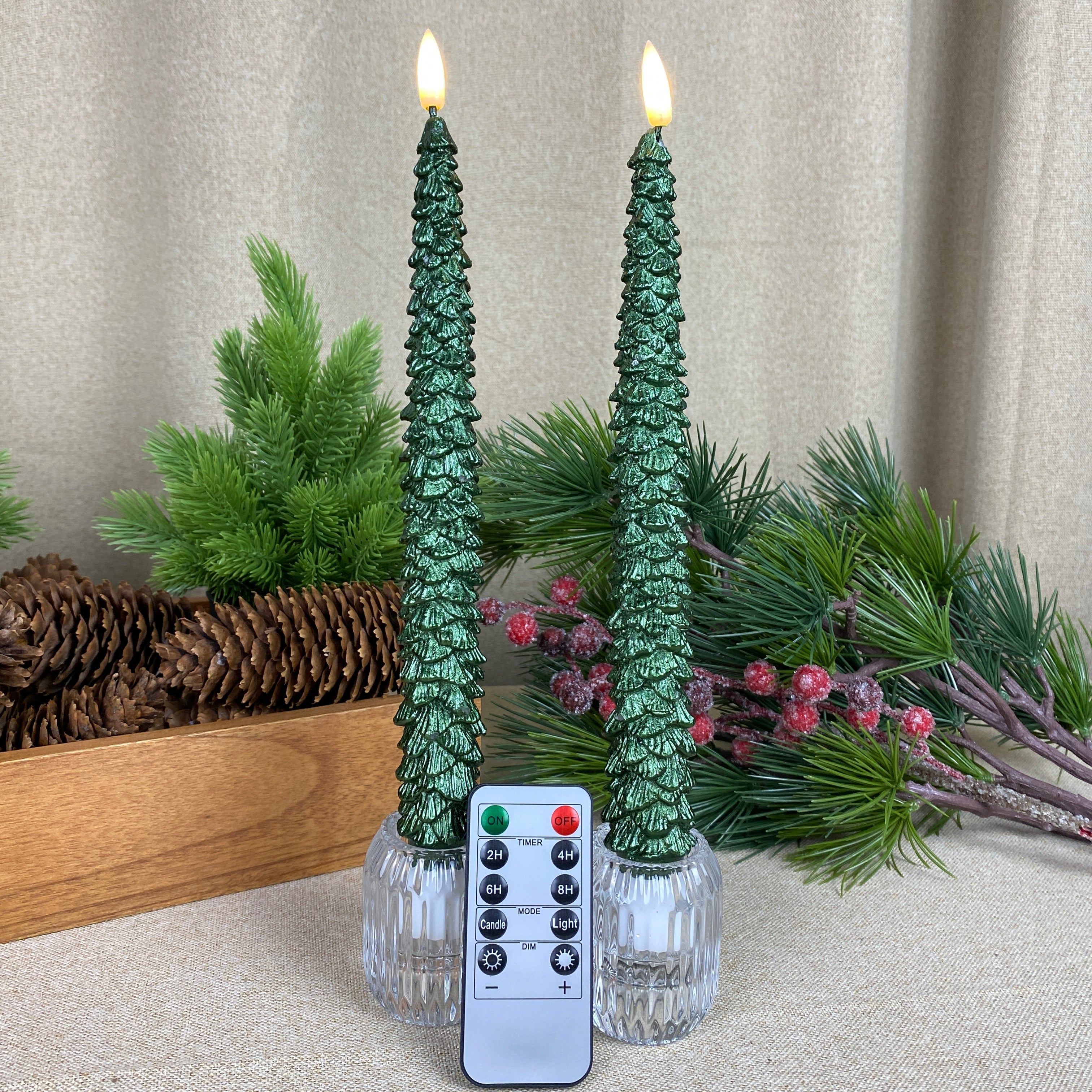 LED-ljusljus - julgran 2 st. 25 cm med fjärrkontroll