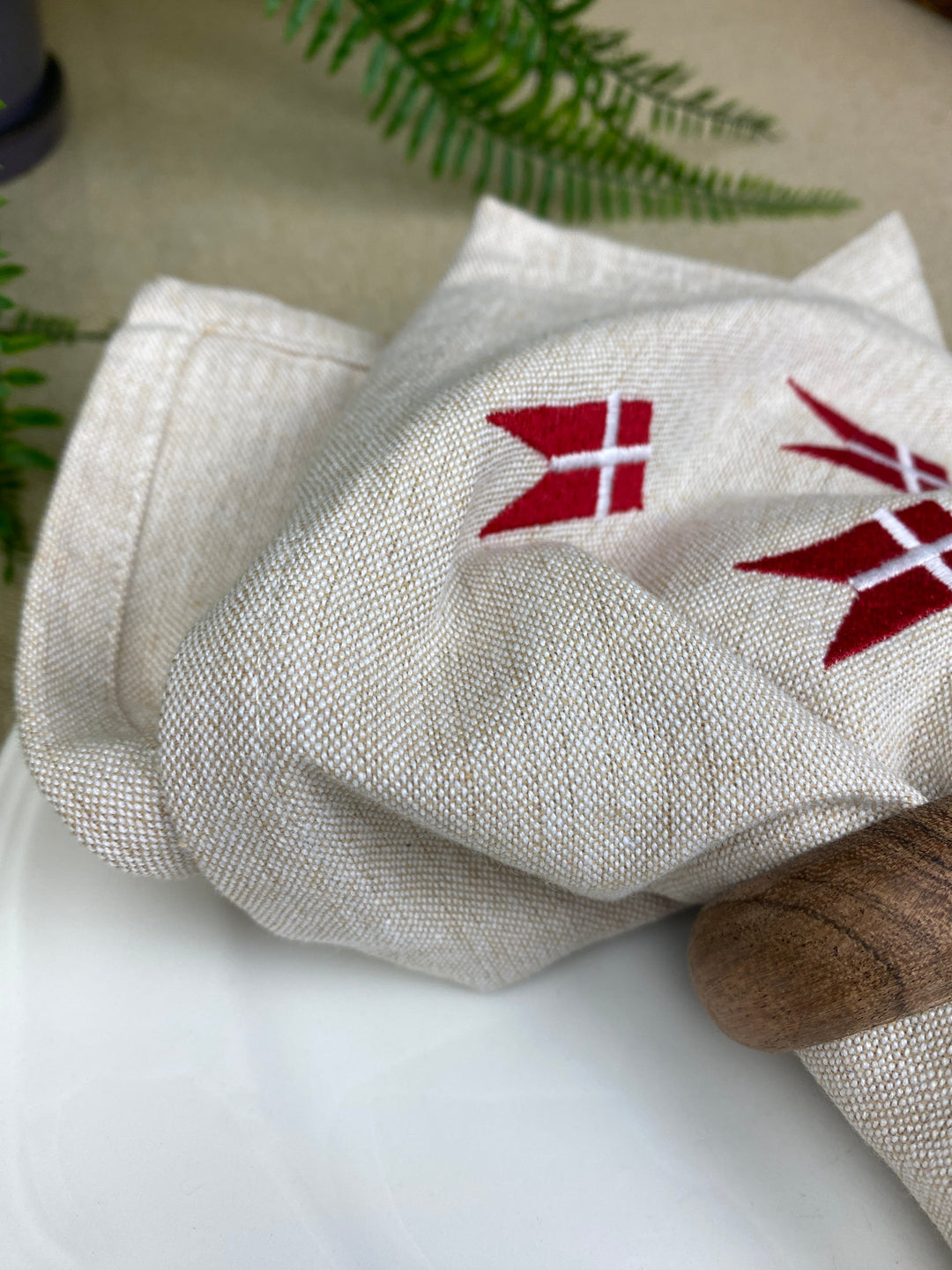 Servetter 4 st. i linne med flagga - 40x40 cm