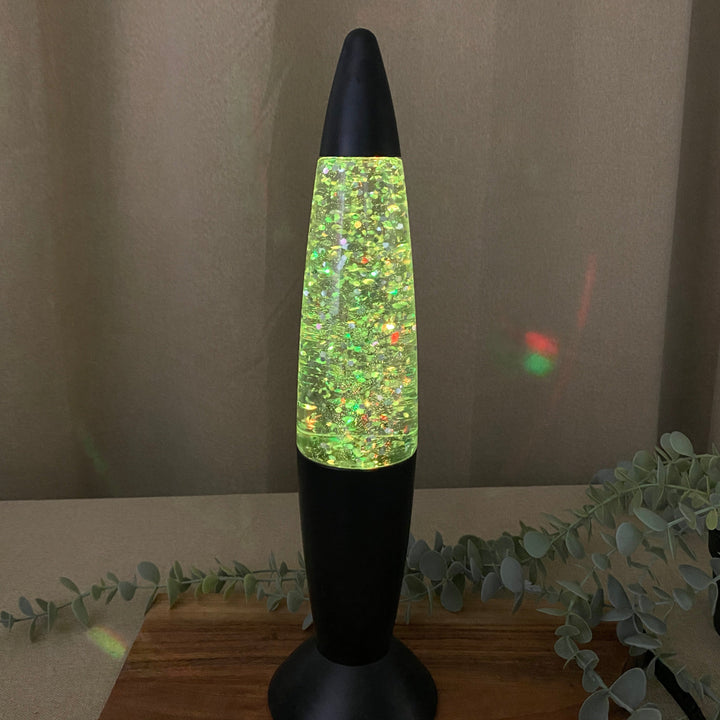 Glitterlampa i mattsvart - 36 cm för batteri