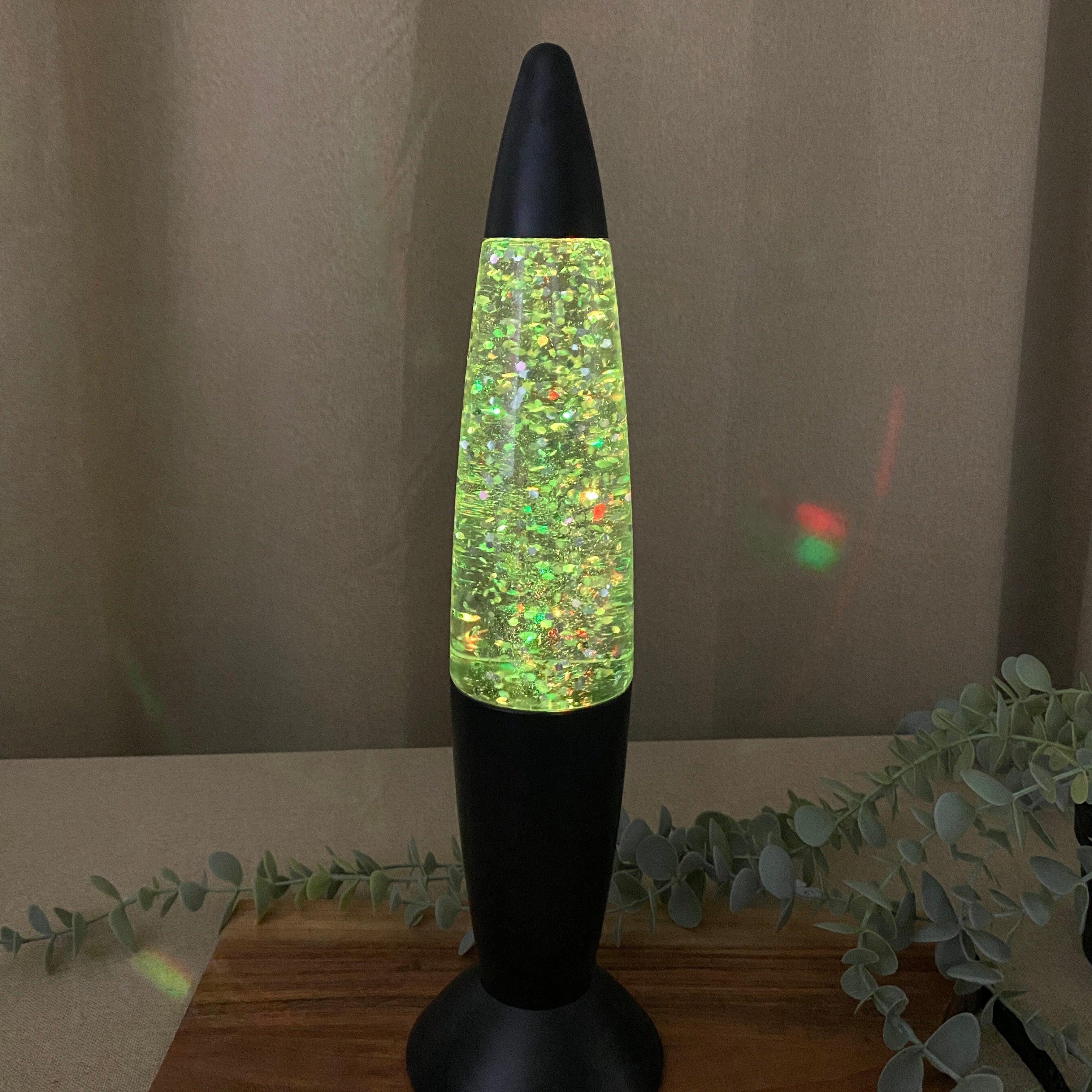 Glitterlampa i mattsvart - 36 cm för batteri