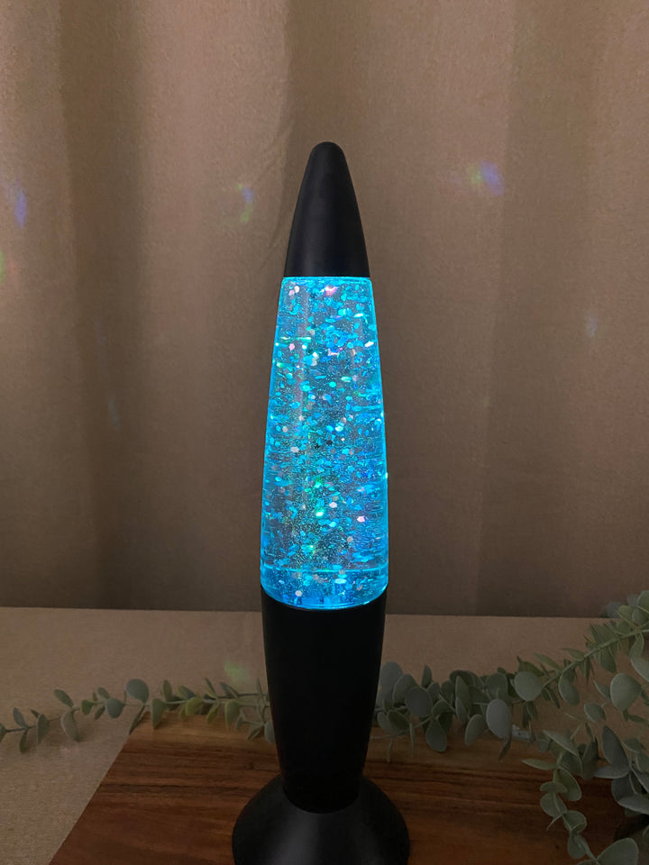 Glitterlampa i mattsvart - 36 cm för batteri
