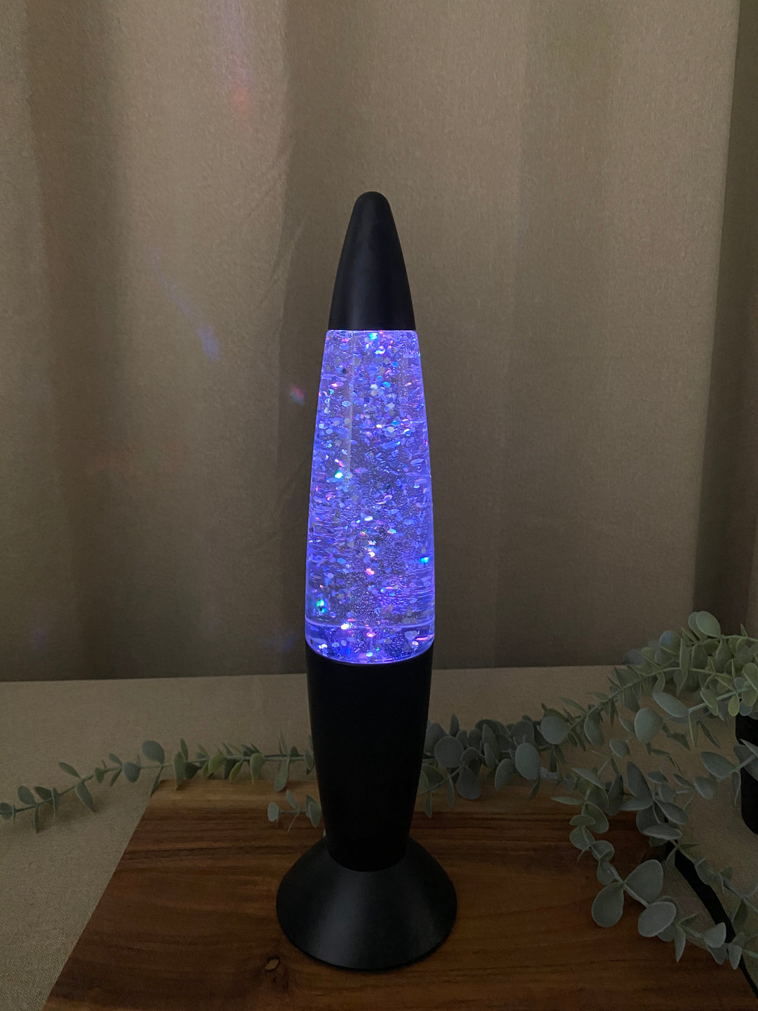 Glitterlampa i mattsvart - 36 cm för batteri