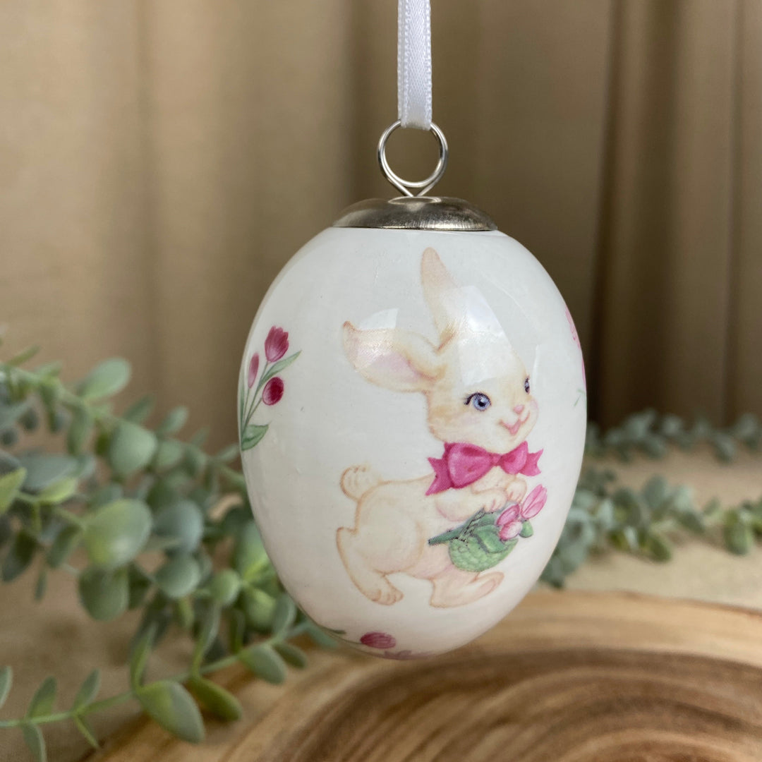 Dekorativa ägg för upphängning 1 st. - blandade motiv lamm/kanin