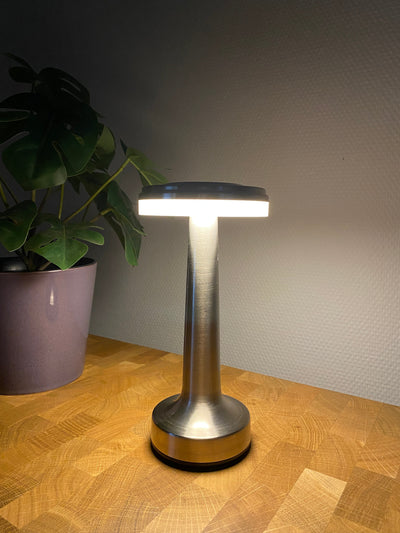 Conzept Electric - Laddningsbar bordslampa 11,8x20 cm borstad stål